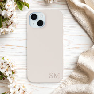 Coque Case-Mate iPhone Initiales minimalistes monogrammes beiges