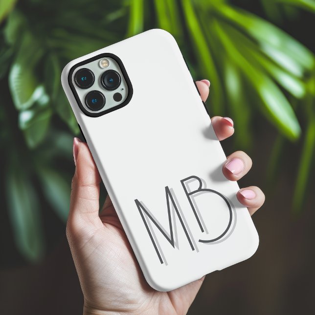 Coques Case-Mate iPhone Initiales Monogramme Blanc Moderne Contemporain (Créateur téléchargé)