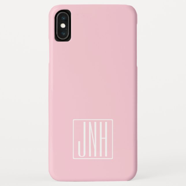 Coques Case-Mate iPhone Initiales Monogramme | Blanc Sur Rose Clair (Dos)