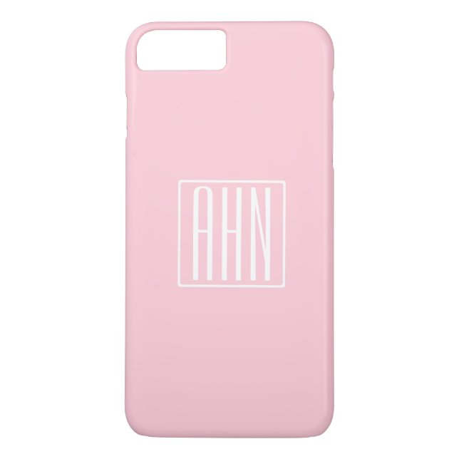 Coques Case-Mate iPhone Initiales Monogramme | Blanc Sur Rose Clair (Dos)