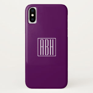 Case-Mate iPhone Case Initiales Monogramme Blanc Sur Violet Foncé