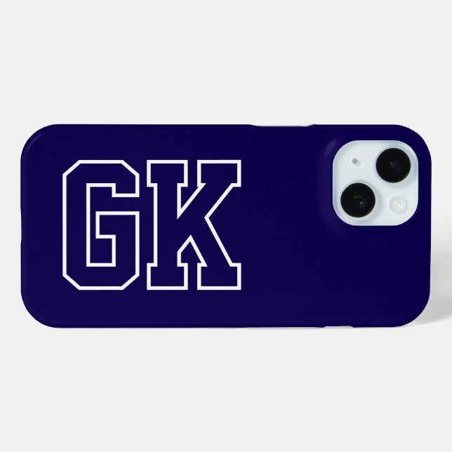 Coques Case-Mate iPhone Initiales Monogramme Bleu Blanc Moderne (Verso (horizontal))