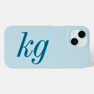 Coque Case-Mate iPhone Initiales Monogramme Bleu Élégant Moderne