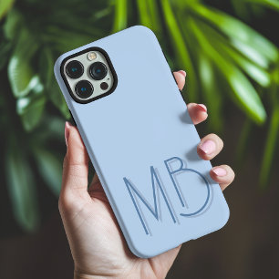 Coque iPhone 16 Pro Max Initiales Monogramme Bleu Moderne Contemporain