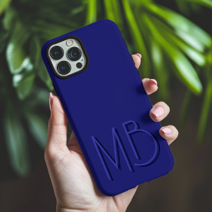 Coque iPhone 16 Pro Max Initiales Monogramme Bleu Moderne Contemporain