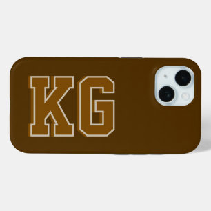 Coque Case-Mate iPhone Initiales Monogramme Marron Moderne