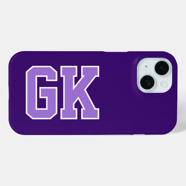 Coques Case-Mate iPhone Initiales Monogramme Moderne Élégant Violet Blanc (Verso (horizontal))