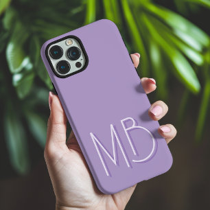 Coque iPhone 16 Pro Max Initiales Monogramme Moderne Violet Clair Contempo