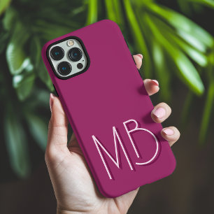 Coque iPhone 16 Pro Max Initiales monogramme modernes d'Amarante Contempor