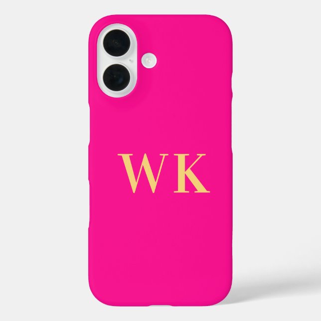 Coques Case-Mate iPhone Initiales Monogramme Modernes Rose Chaud (Verso)
