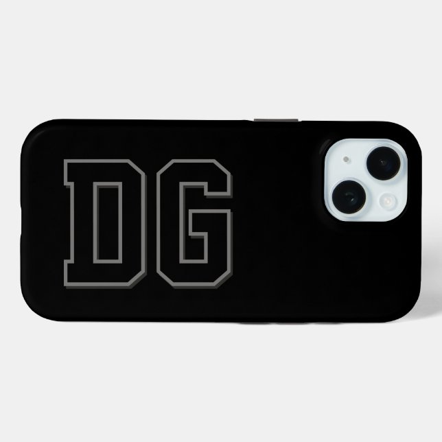 Coques Case-Mate iPhone Initiales Monogramme Noir Gris Moderne (Verso (horizontal))