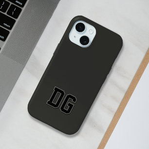 Coque Case-Mate iPhone Initiales Monogramme Noir Gris Varsity Modernes