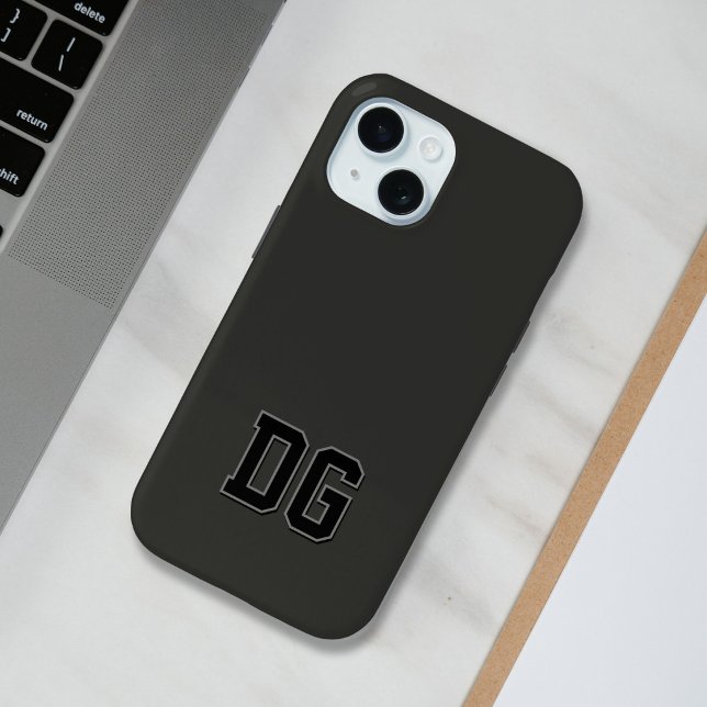 Coques Case-Mate iPhone Initiales Monogramme Noir Gris Varsity Modernes (Créateur téléchargé)