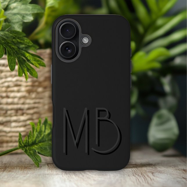 Coques Case-Mate iPhone Initiales Monogramme Noir Moderne Contemporain (Créateur téléchargé)