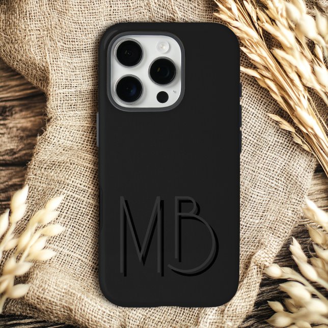 Coques Case-Mate iPhone Initiales Monogramme Noir Moderne Contemporain (Créateur téléchargé)