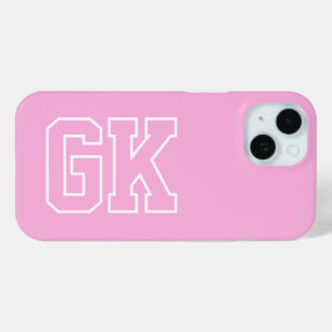 Coque Case-Mate iPhone Initiales Monogramme Rose Blanc Élégant Moderne