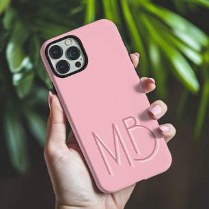 Coque iPhone 16 Pro Max Initiales Monogramme Rose Moderne Contemporain