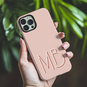 Coque iPhone 16 Pro Max Initiales Monogramme Rose Moderne Contemporain