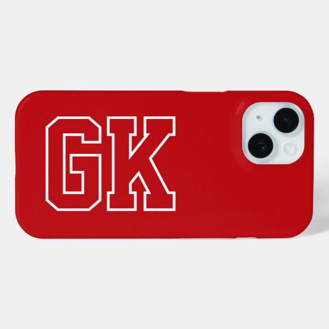 Coques Case-Mate iPhone Initiales Monogramme Rouge Blanc Moderne (Verso (horizontal))