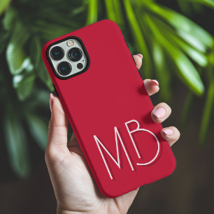 Coque iPhone 16 Pro Max Initiales Monogramme Rouge Cardinal Moderne Contem