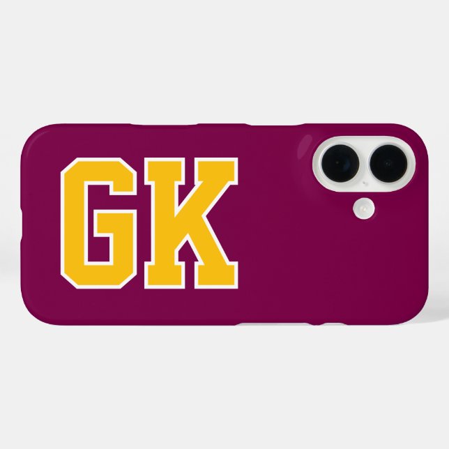 Coques Case-Mate iPhone Initiales Monogramme Universitaire Jaune Vin Colle (Verso (horizontal))