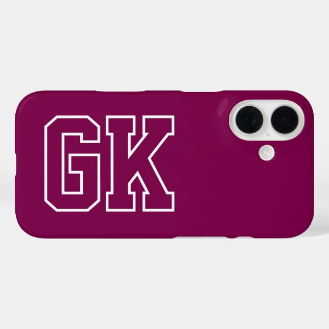 Coques Case-Mate iPhone Initiales Monogramme Universitaire Jaune Vin Colle (Verso (horizontal))
