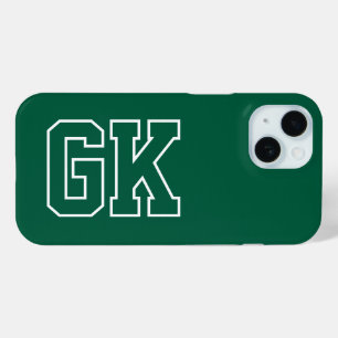 Coque Case-Mate iPhone Initiales Monogramme Vert Blanc Moderne
