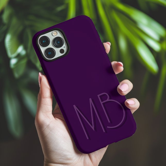 Coques Case-Mate iPhone Initiales Monogramme Violet Moderne Contemporain (Créateur téléchargé)