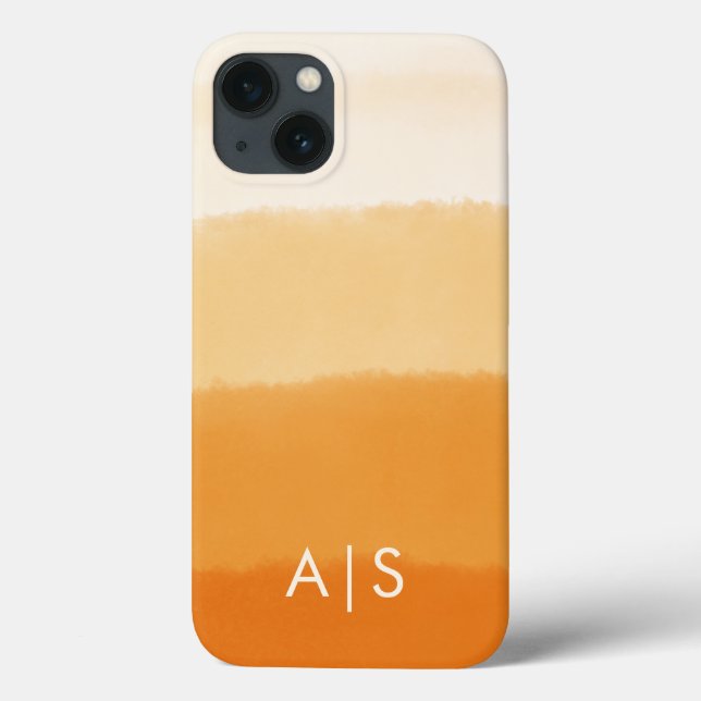 Coques Case-Mate iPhone Initiales Monogrammées Élégantes Citrouille Orange (Verso)