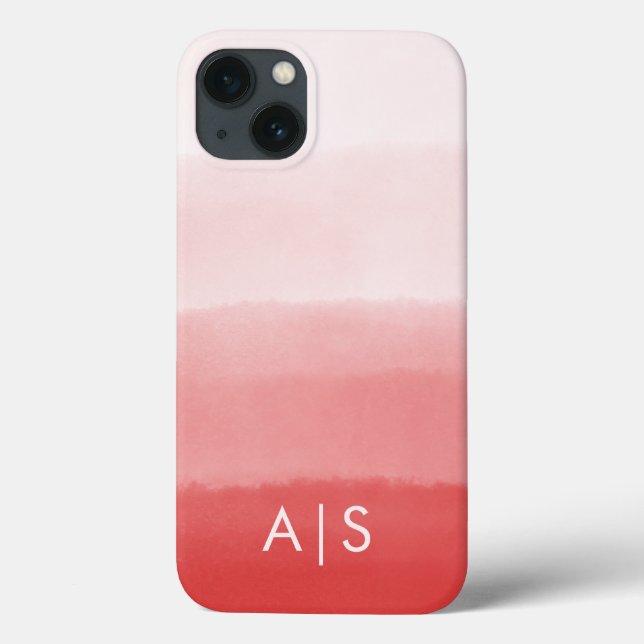 Coques Case-Mate iPhone Initiales Monogrammées Élégantes Corail Rouge Ombr (Verso)
