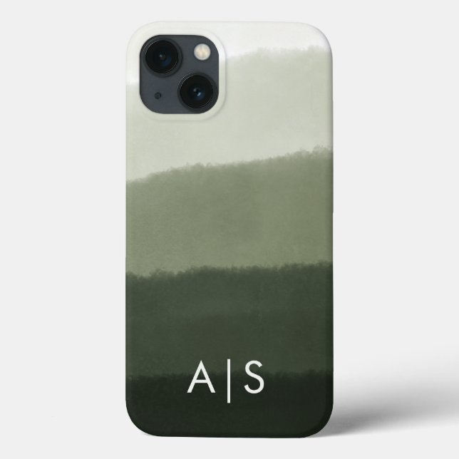 Coques Case-Mate iPhone Initiales Monogrammées Élégantes Jungle Verte Ombr (Verso)