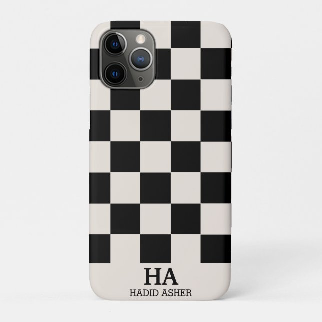 Coques Case-Mate iPhone Initiales Monogrammées Rétro à Carreaux Esthétique (Dos)