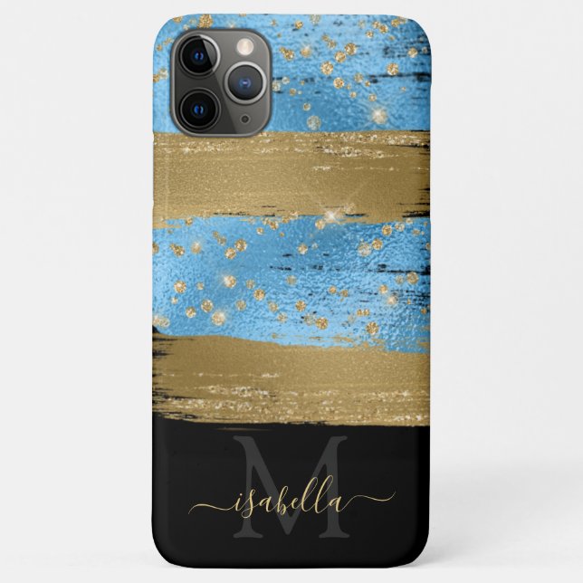 Coques Case-Mate iPhone Initiales monogrammes Black Blue Gold (Dos)