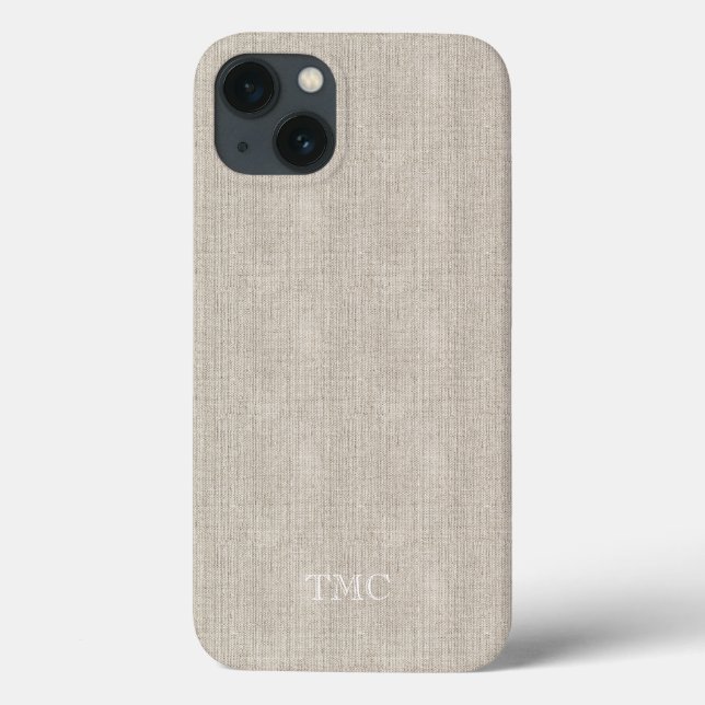 Coques Case-Mate iPhone Initiales Monogrammes Classiques Luxe Linen Fabric (Verso)