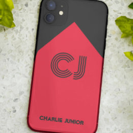 Case-Mate iPhone Case Initiales monogrammes Minimalistes noir et rouge