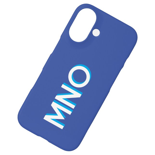 Coques Case-Mate iPhone Initiales Monogrammes modernes personnalisées (Personalized monogram initials modern drop shadow typography cell phone case in blue)