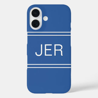 Coque Pour iPhone 16 Initiales monogrammes personnalisées Modèle bleu m