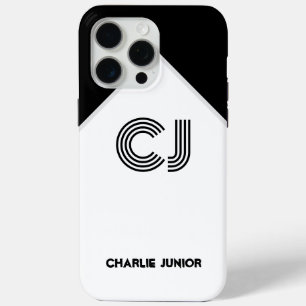 Coque Case-Mate iPhone Initiales monogrammes Rétro noir et blanc