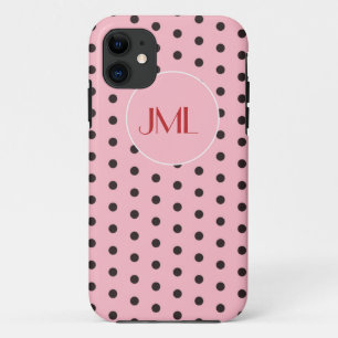 Case-Mate iPhone Case Initiales monogrammes roses et Pois Brown