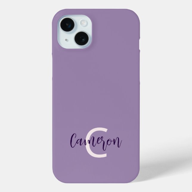 Coques Case-Mate iPhone Initiales Nom Sophisticated Solid Violet (Verso)