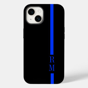 Coque Case-Mate iPhone Initiales personnalisées de ligne bleue mince
