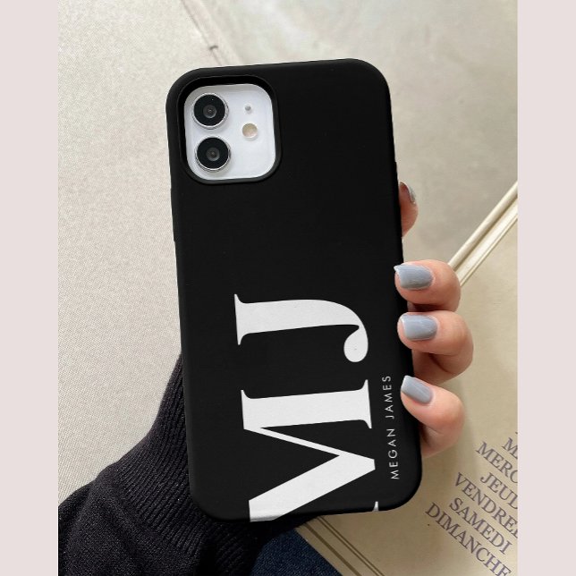 Coques Case-Mate iPhone Initiales Personnalisées Noir & Blanc Moderne (Créateur téléchargé)