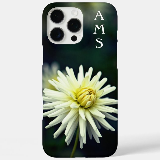 Coques Case-Mate iPhone Initiales personnelles de la fleur de Dahlia blanc (Verso)