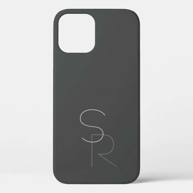 Coques Case-Mate iPhone Initiales superposées 2 Modernes | Gris sur Gris (Verso)