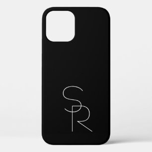 Case-Mate iPhone Case Initiales superposées Modern 2 Blanc sur Noir
