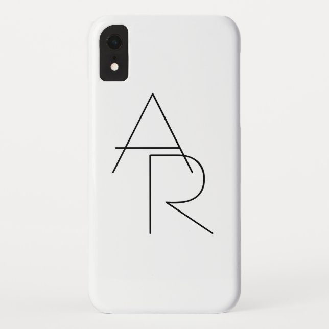 Coques Case-Mate iPhone Initiales superposées Modern 2 | Noir sur Blanc (Dos)