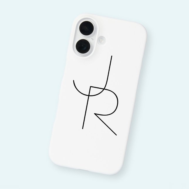 Coques Case-Mate iPhone Initiales superposées Modern 2 | Noir sur Blanc (Créateur téléchargé)