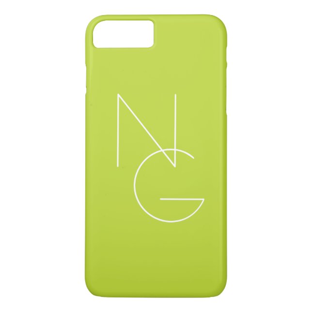 Coques Case-Mate iPhone Initiales superposées Modern 2 | Vert Citron (Dos)