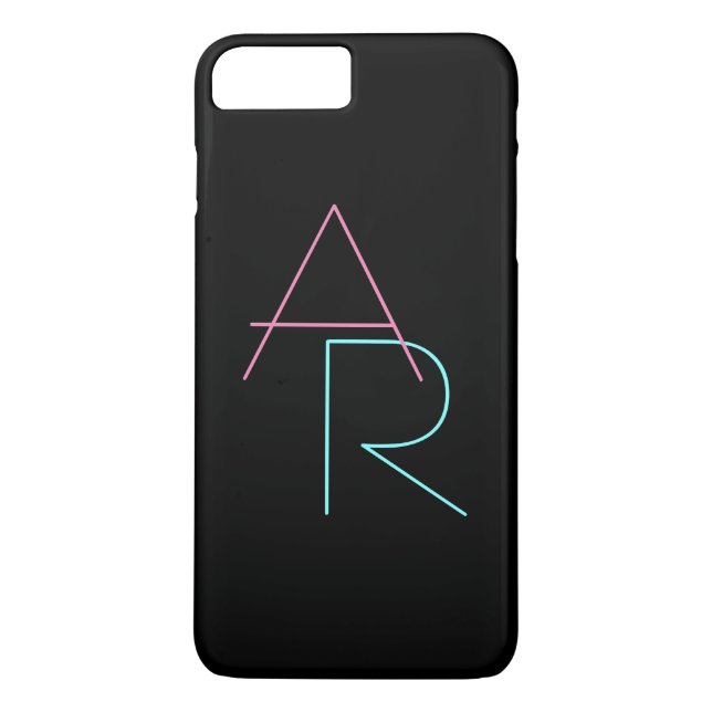 Coques Case-Mate iPhone Initiales superposées modernes | Rose Turquoise No (Dos)