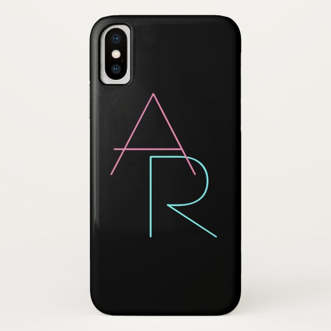 Coques Case-Mate iPhone Initiales superposées modernes | Rose Turquoise No (Dos)